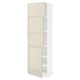 METOD High cabinet with shelves/3 doors, white/Voxtorp high-gloss light beige, 60x41x200 cm