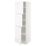 METOD High cabinet with shelves/3 doors, white/Voxtorp high-gloss/white, 60x60x200 cm
