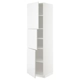 METOD High cabinet with shelves/3 doors, white/Voxtorp high-gloss/white, 60x60x220 cm