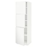 METOD High cabinet with shelves/3 doors, white/Voxtorp matt white, 60x60x200 cm