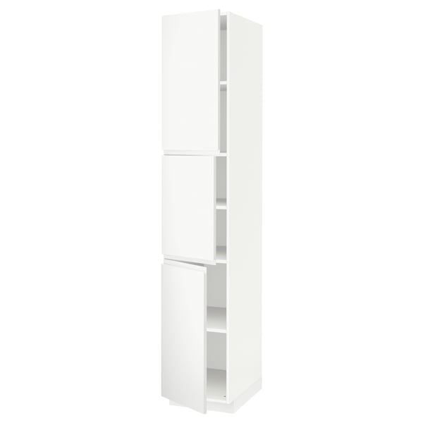 METOD High cabinet with shelves/3 doors, white/Voxtorp matt white, 40x60x220 cm