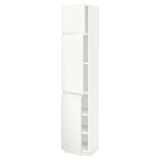 METOD High cabinet with shelves/3 doors, white/Voxtorp matt white, 40x41x200 cm