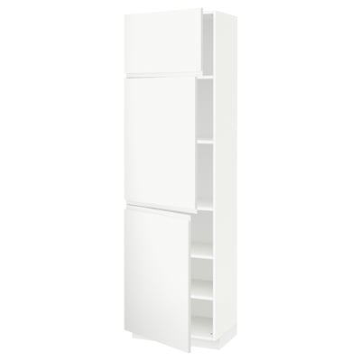 METOD High cabinet with shelves/3 doors, white/Voxtorp matt white, 60x41x200 cm