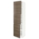 METOD High cabinet with shelves/3 doors, white/Voxtorp walnut effect, 60x60x220 cm