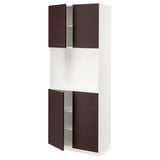 METOD High cabinet with shelves/4 doors, white Askersund/dark brown ash effect, 80x41x200 cm