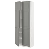 METOD High cabinet with shelves/4 doors, white/Bodbyn grey, 80x41x200 cm