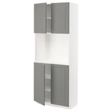 METOD High cabinet with shelves/4 doors, white/Bodbyn grey, 80x41x200 cm