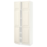 METOD High cabinet with shelves/4 doors, white/Bodbyn off-white, 80x41x200 cm