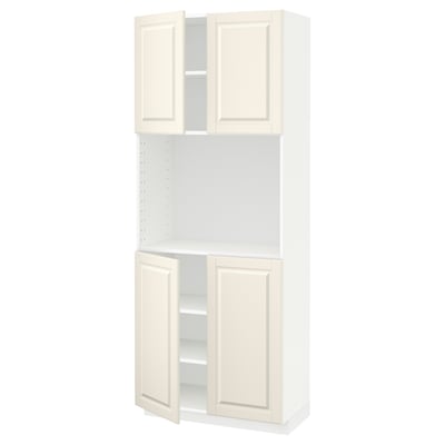 METOD High cabinet with shelves/4 doors, white/Bodbyn off-white, 80x41x200 cm