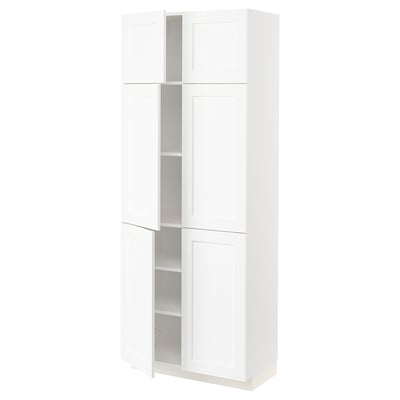 METOD High cabinet with shelves/4 doors, white Enköping/white wood effect, 80x41x200 cm