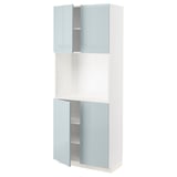METOD High cabinet with shelves/4 doors, white/Kallarp light grey-blue, 80x41x200 cm