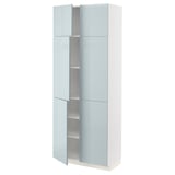 METOD High cabinet with shelves/4 doors, white/Kallarp light grey-blue, 80x41x200 cm
