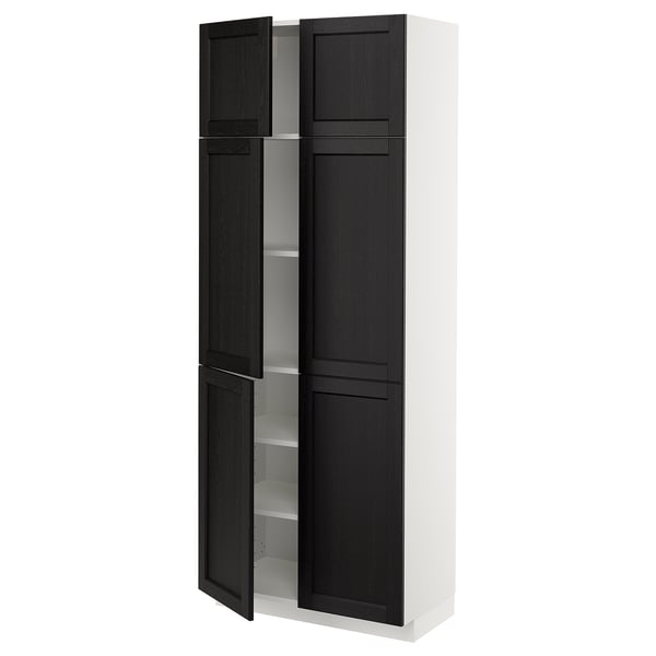 METOD High cabinet with shelves/4 doors, white/Lerhyttan black stained, 80x41x200 cm