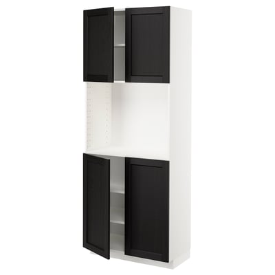 METOD High cabinet with shelves/4 doors, white/Lerhyttan black stained, 80x41x200 cm