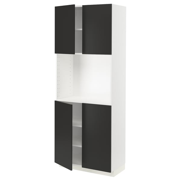 METOD High cabinet with shelves/4 doors, white/Nickebo matt anthracite, 80x41x200 cm