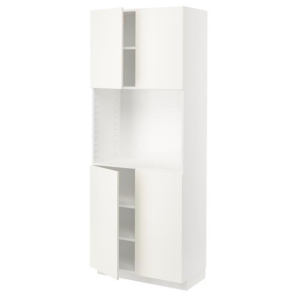 METOD High cabinet with shelves/4 doors, white/Vallstena white, 80x41x200 cm