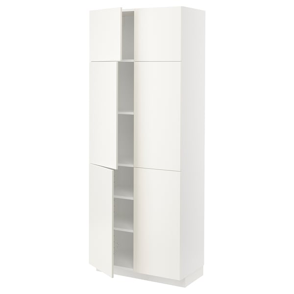 METOD High cabinet with shelves/4 doors, white/Vallstena white, 80x41x200 cm