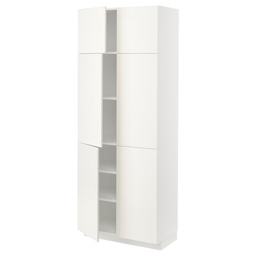 A white METOD cabinet from IKEA, a tall storage unit with four doors, part of their kitchen system.