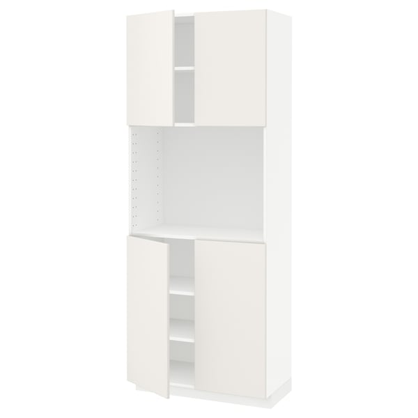 METOD High cabinet with shelves/4 doors, white/Veddinge white, 80x41x200 cm