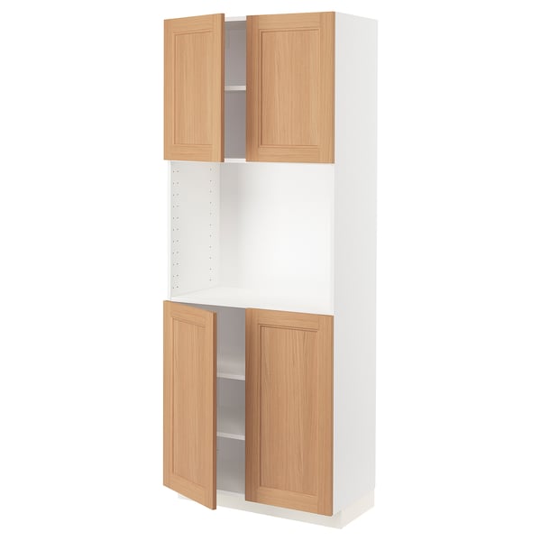 METOD High cabinet with shelves/4 doors, white/Vedhamn oak, 80x41x200 cm