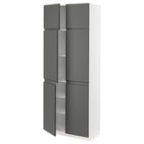 METOD High cabinet with shelves/4 doors, white/Voxtorp dark grey, 80x41x200 cm