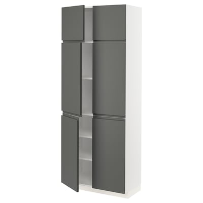 METOD High cabinet with shelves/4 doors, white/Voxtorp dark grey, 80x41x200 cm