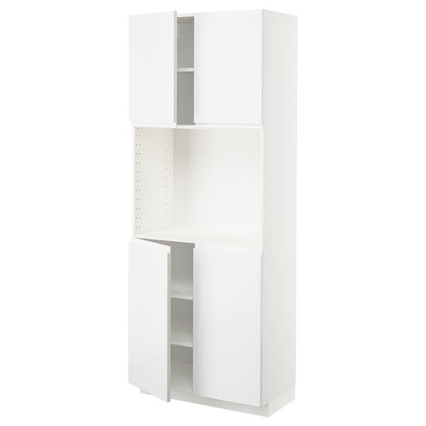 METOD High cabinet with shelves/4 doors, white/Voxtorp high-gloss/white, 80x41x200 cm