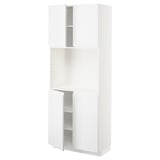 METOD High cabinet with shelves/4 doors, white/Voxtorp high-gloss/white, 80x41x200 cm
