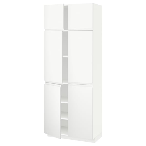 METOD High cabinet with shelves/4 doors, white/Voxtorp matt white, 80x41x200 cm