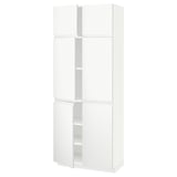 METOD High cabinet with shelves/4 doors, white/Voxtorp matt white, 80x41x200 cm