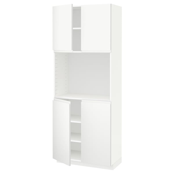 METOD High cabinet with shelves/4 doors, white/Voxtorp matt white, 80x41x200 cm