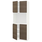 METOD High cabinet with shelves/4 doors, white/Voxtorp walnut effect, 80x41x200 cm