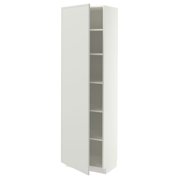 METOD High cabinet with shelves, white/Aspudden light grey, 60x41x200 cm
