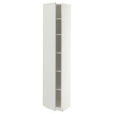 METOD High cabinet with shelves, white/Aspudden light grey, 40x41x200 cm