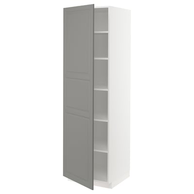 METOD High cabinet with shelves, white/Bodbyn grey, 60x60x200 cm