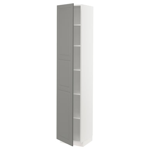 METOD kitchen cabinet, grey, tall, with adjustable shelves, modern design.