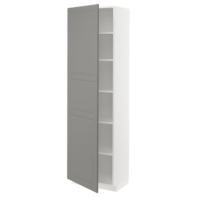 METOD High cabinet with shelves, white/Bodbyn grey, 60x41x200 cm