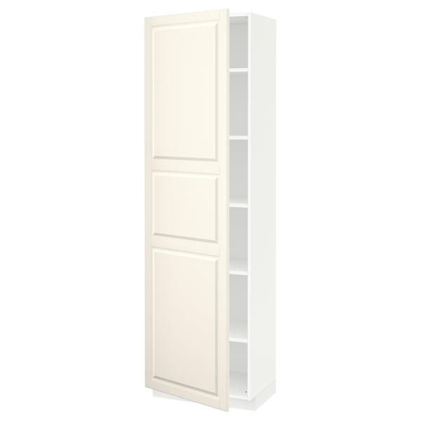METOD High cabinet with shelves, white/Bodbyn off-white, 60x41x200 cm