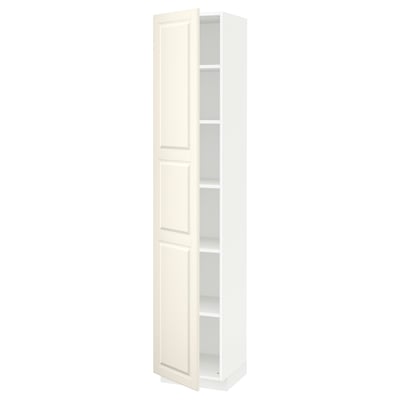 METOD High cabinet with shelves, white/Bodbyn off-white, 40x41x200 cm