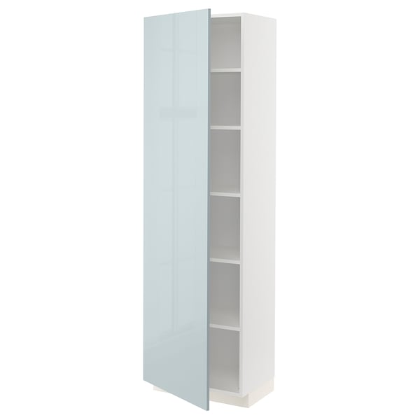 METOD High cabinet with shelves, white/Kallarp light grey-blue, 60x41x200 cm