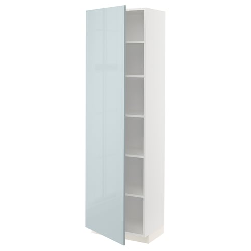 Modern tall cabinet with high-gloss blue-grey door and adjustable shelves.