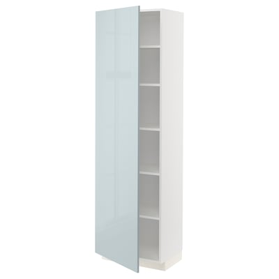 METOD High cabinet with shelves, white/Kallarp light grey-blue, 60x41x200 cm