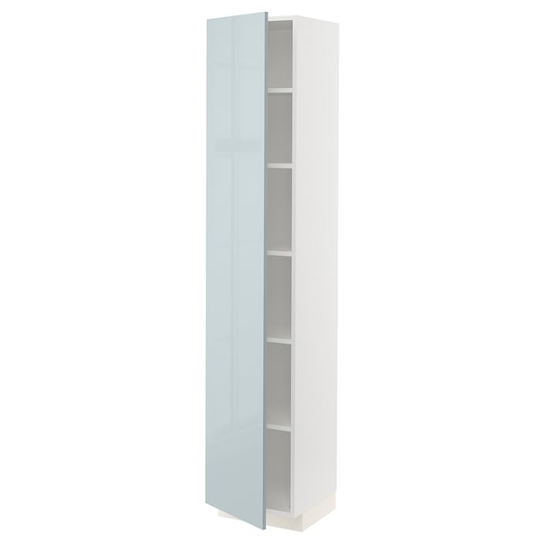 METOD High cabinet with shelves, white/Kallarp light grey-blue, 40x41x200 cm