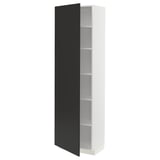 METOD High cabinet with shelves, white/Nickebo matt anthracite, 60x41x200 cm