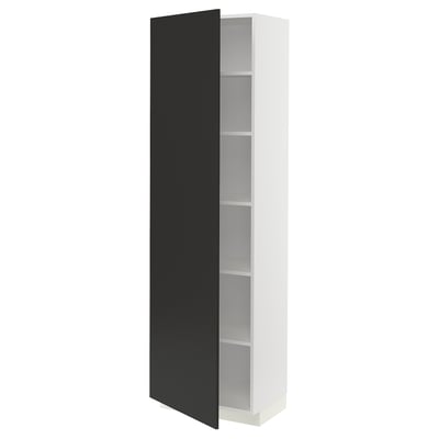 METOD High cabinet with shelves, white/Nickebo matt anthracite, 60x41x200 cm