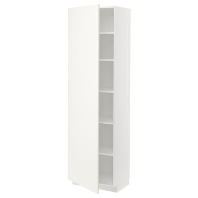 METOD High cabinet with shelves, white/Vallstena white, 60x41x200 cm