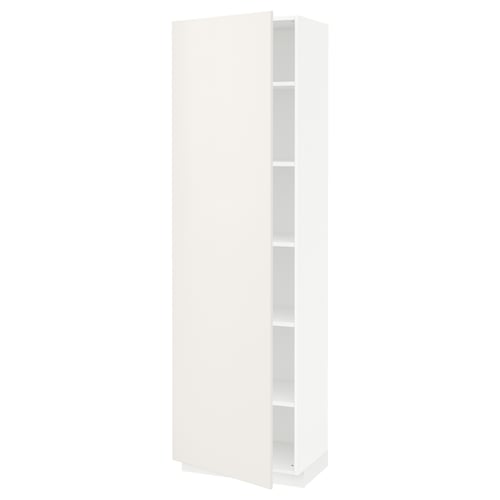 A white METOD cabinet from IKEA, a tall storage unit with a minimalist design and adjustable shelves.