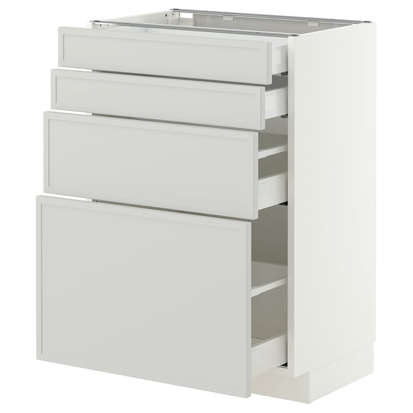 METOD / MAXIMERA Base cab 4 frnts/4 drawers, white/Aspudden light grey, 60x41x80 cm