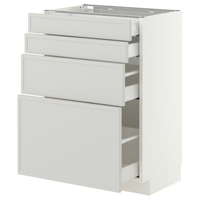 METOD / MAXIMERA Base cab 4 frnts/4 drawers, white/Aspudden light grey, 60x41x80 cm