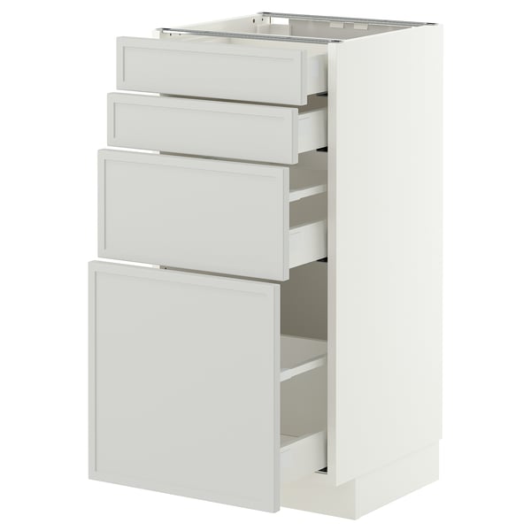 METOD / MAXIMERA Base cab 4 frnts/4 drawers, white/Aspudden light grey, 40x41x80 cm